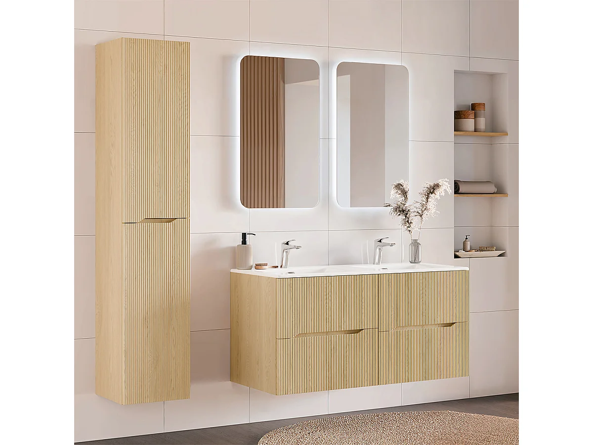 Meuble double vasque encastrée 120cm Isaline Bois