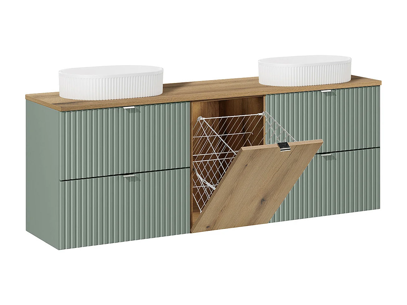 Mobile bagno doppio lavabo Jade verde 160cm