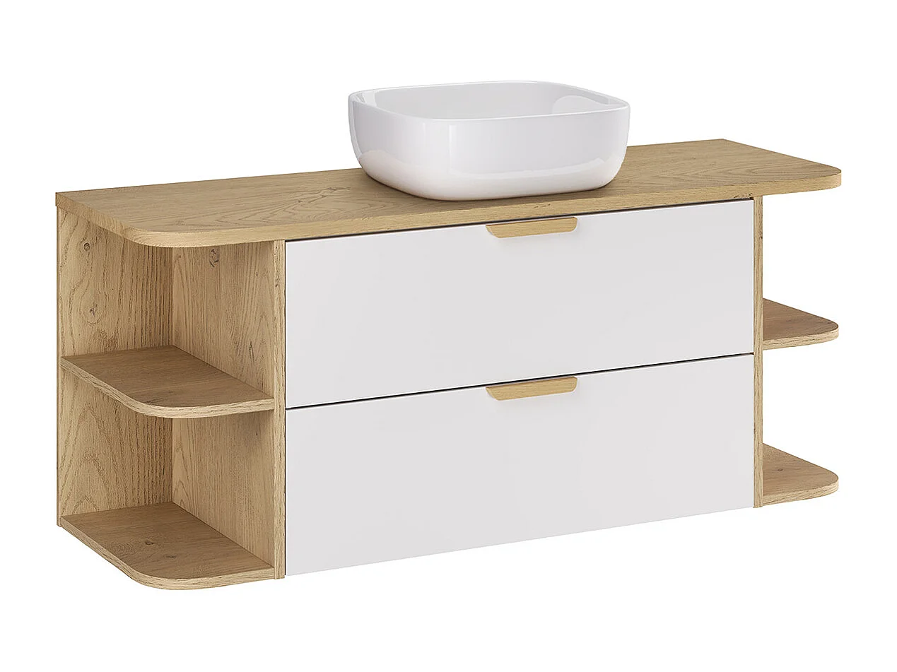 Einzelwaschtisch 120cm Nischen abgerundet Oria Weiß matt