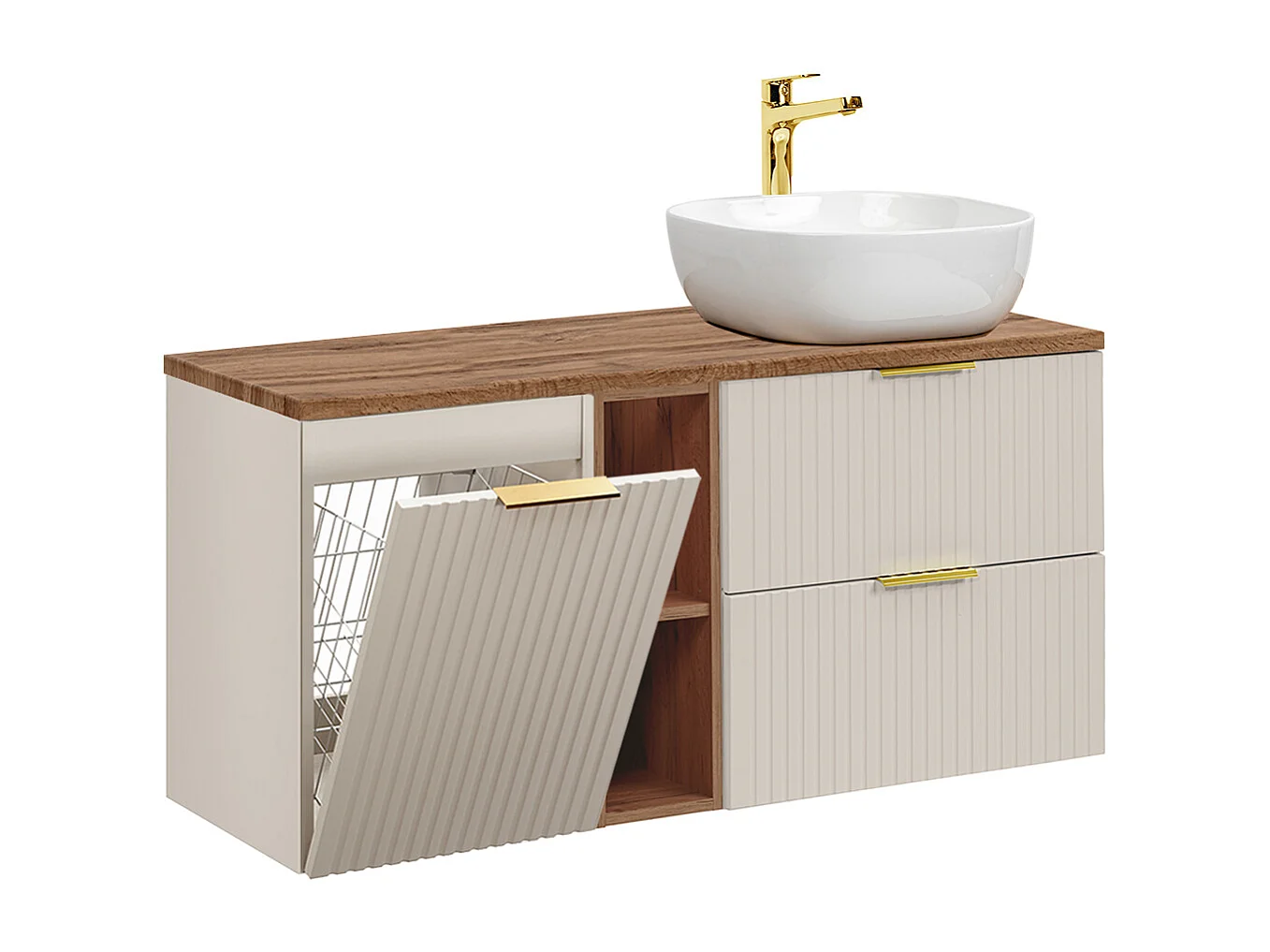 Mobile bagno con lavabo Adriel cashmere e marrone 120cm