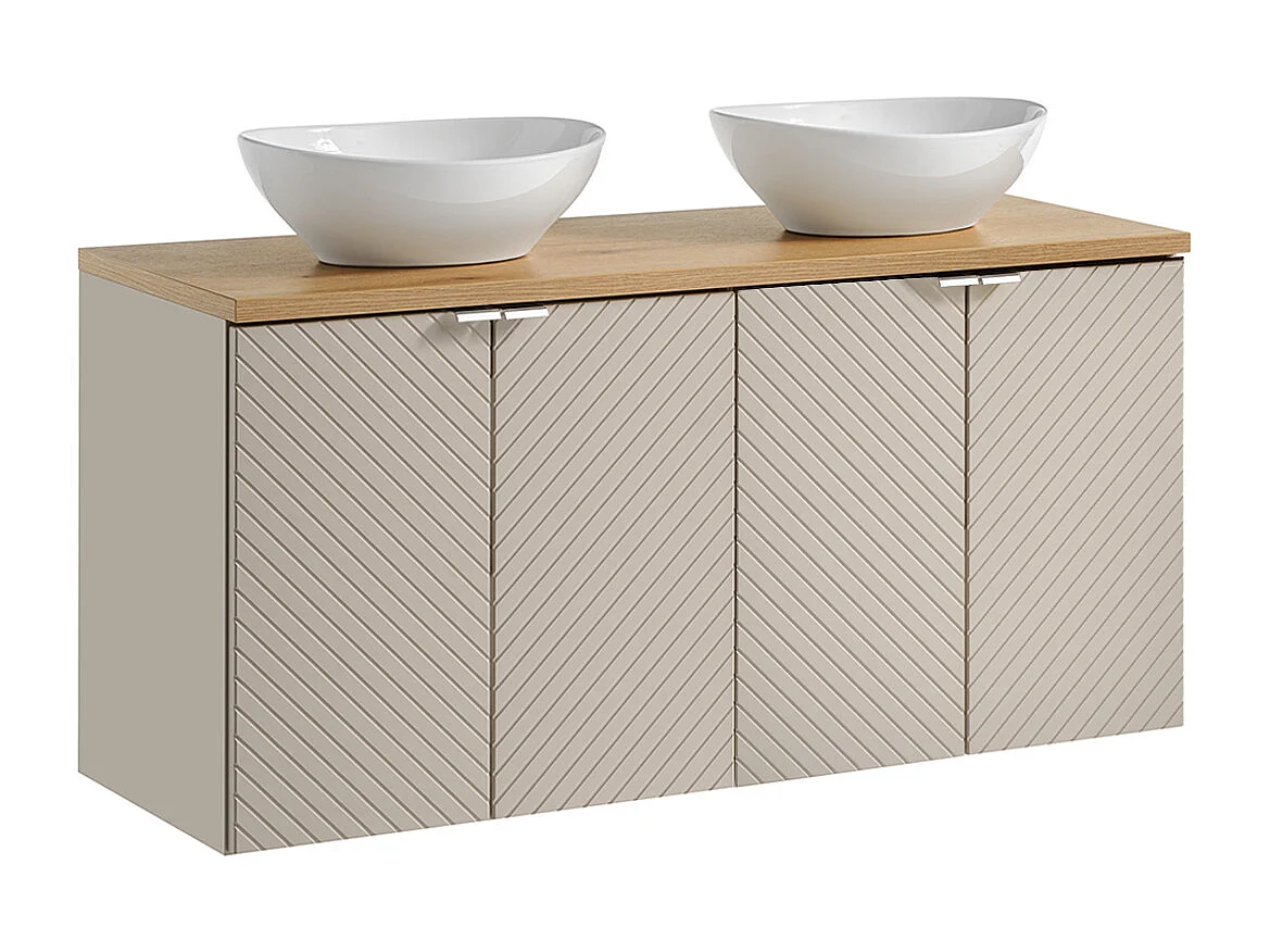 Meuble double vasque 120cm 4 portes Manoa Cachemire et Bois