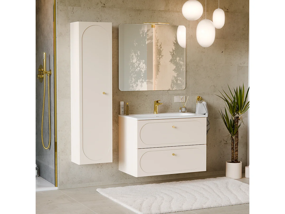 Mobile bagno con lavabo Sanae beige sabbia 80cm