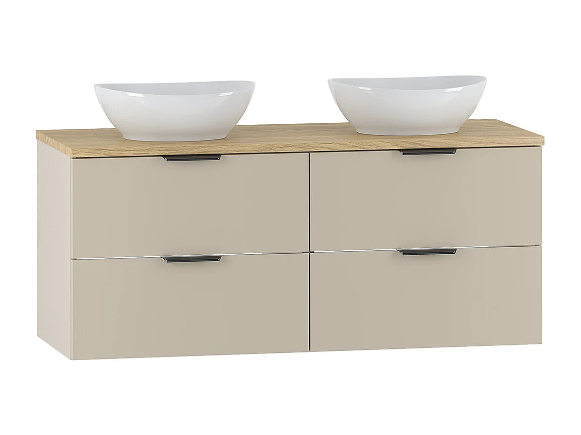 Meuble double vasque 120cm Astrid Cachemire et bois