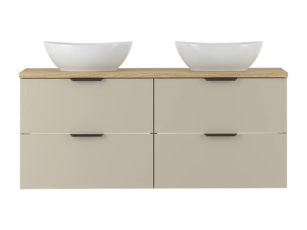 Meuble double vasque 120cm Astrid Cachemire et bois