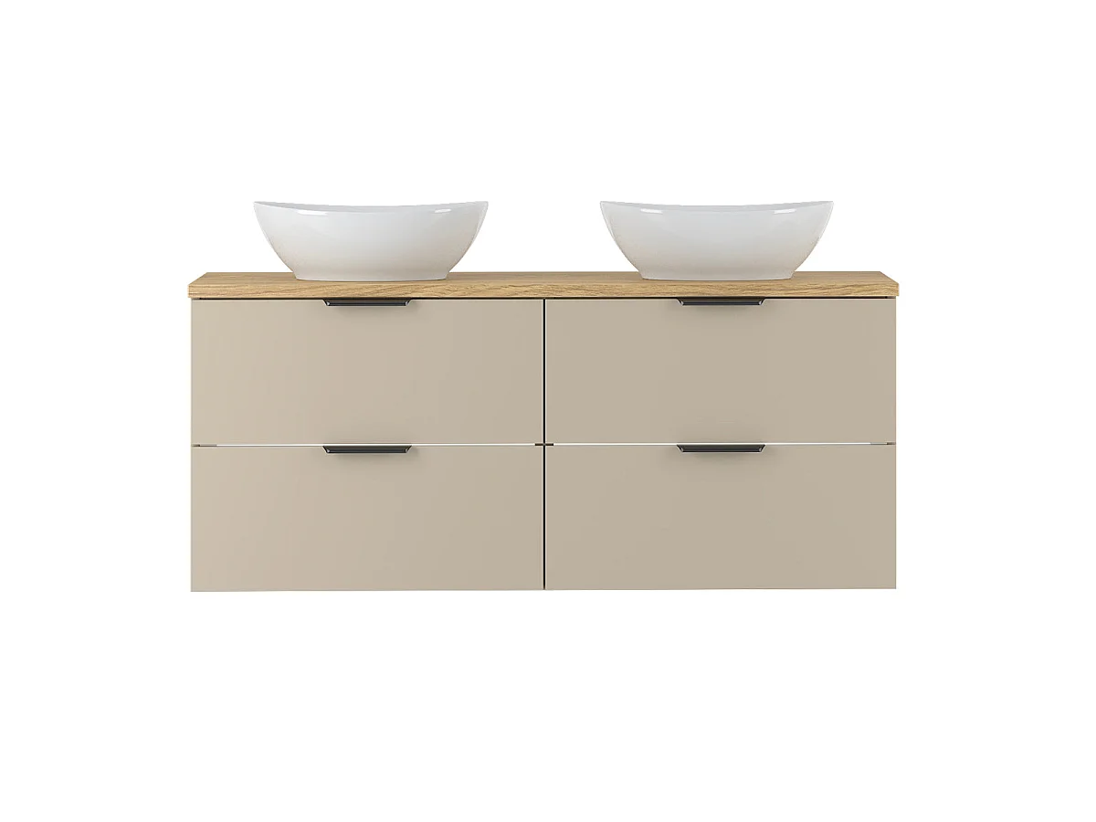 Double washbasin unit 120cm Astrid Cashmere and wood