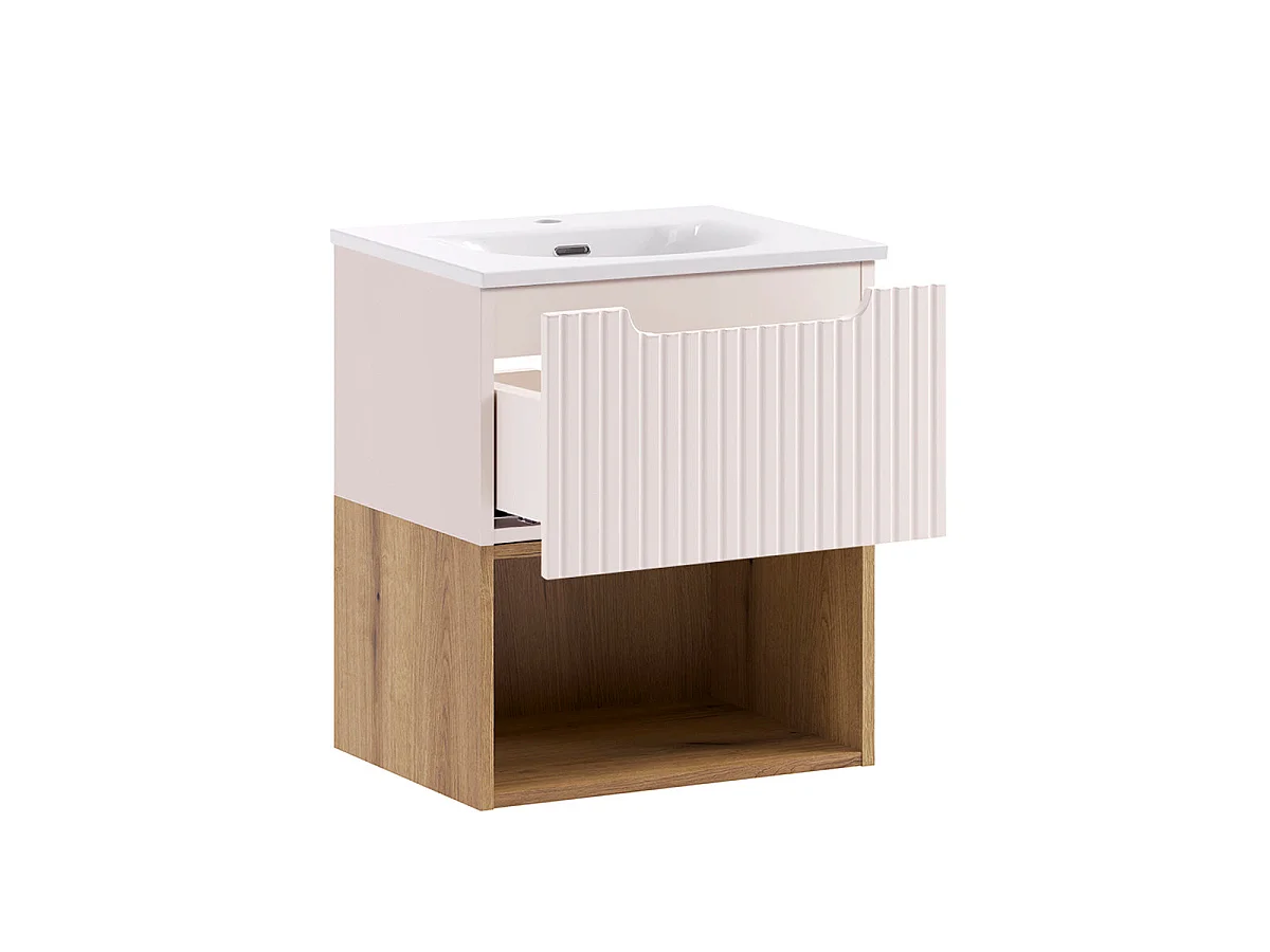 Meuble simple vasque encastrée 50cm Riva Cachemire Legno