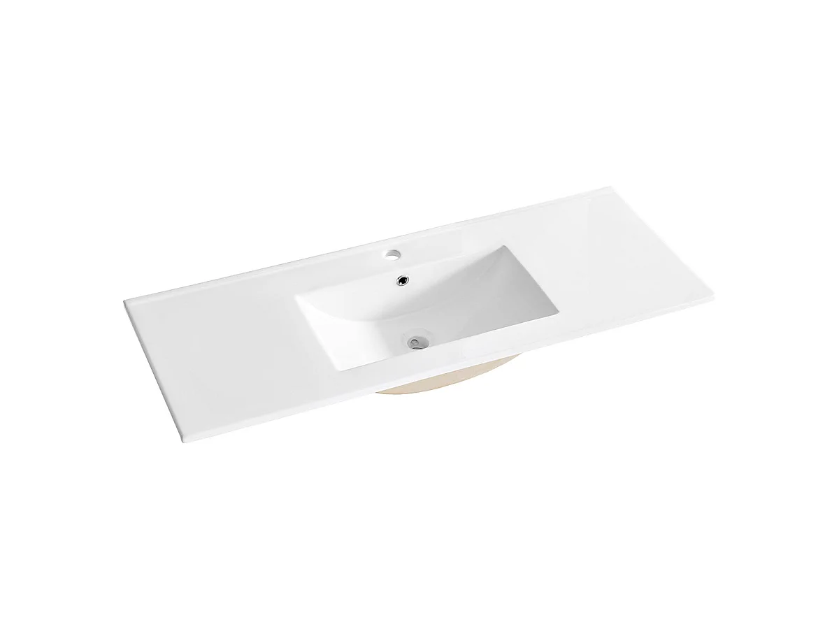 Meuble simple vasque encastrée 120cm 4 niches Oria Blanc mat