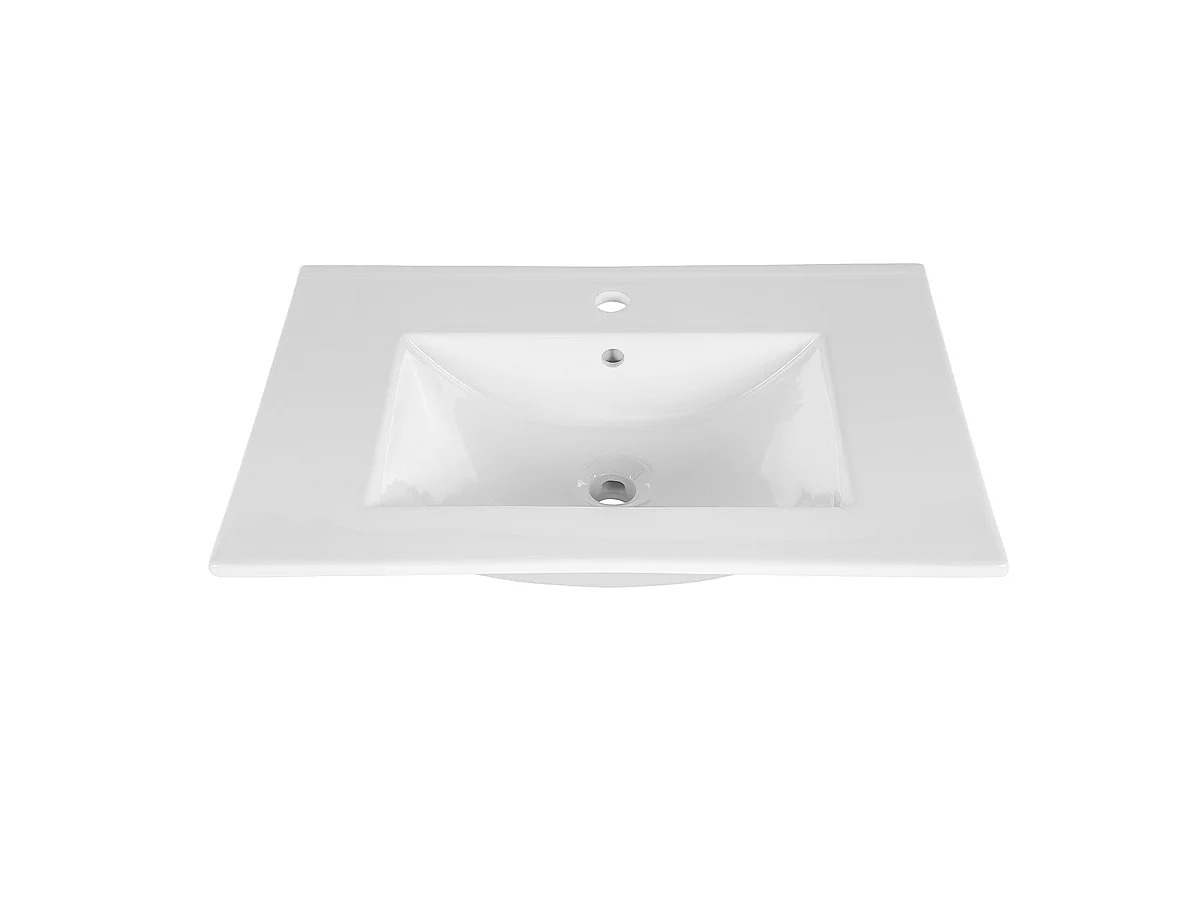 Meuble simple vasque encastrée 80cm Oria Blanc mat
