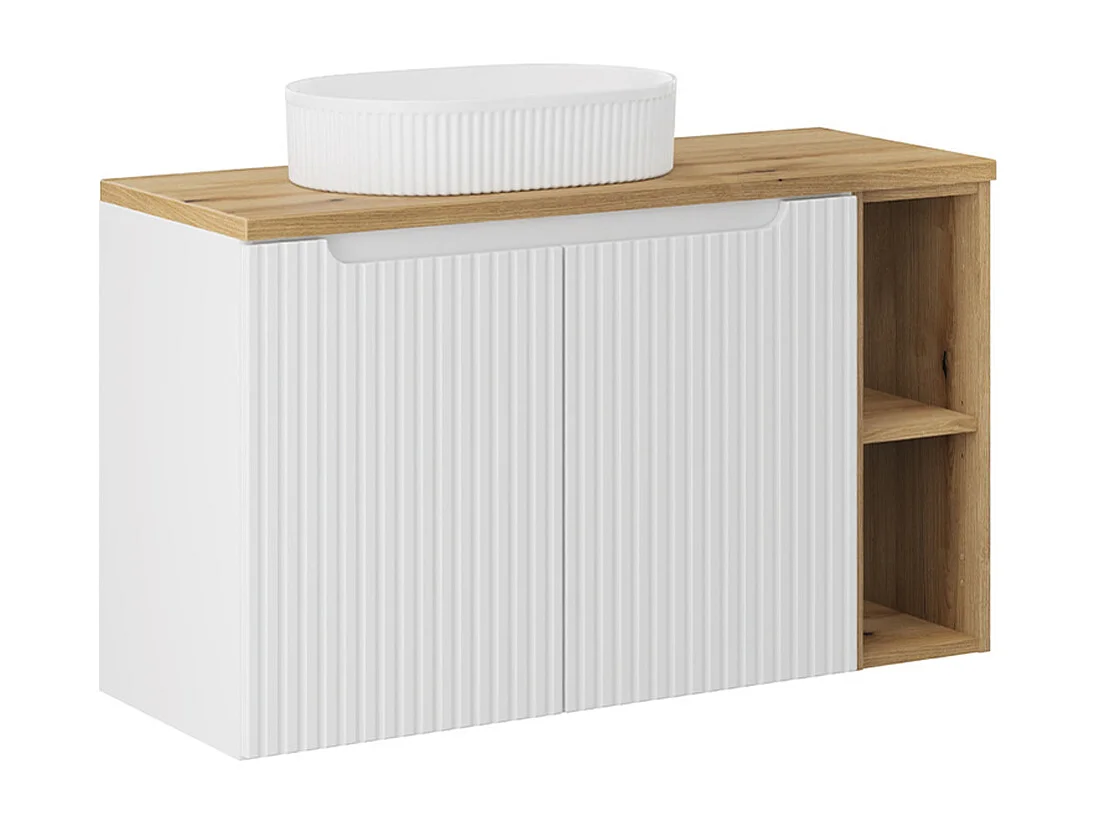 Mobile bagno con lavabo Riva bianco e marrone 100cm