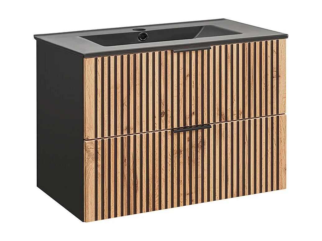 Mobile bagno con lavabo Gaia marrone e nero 80cm
