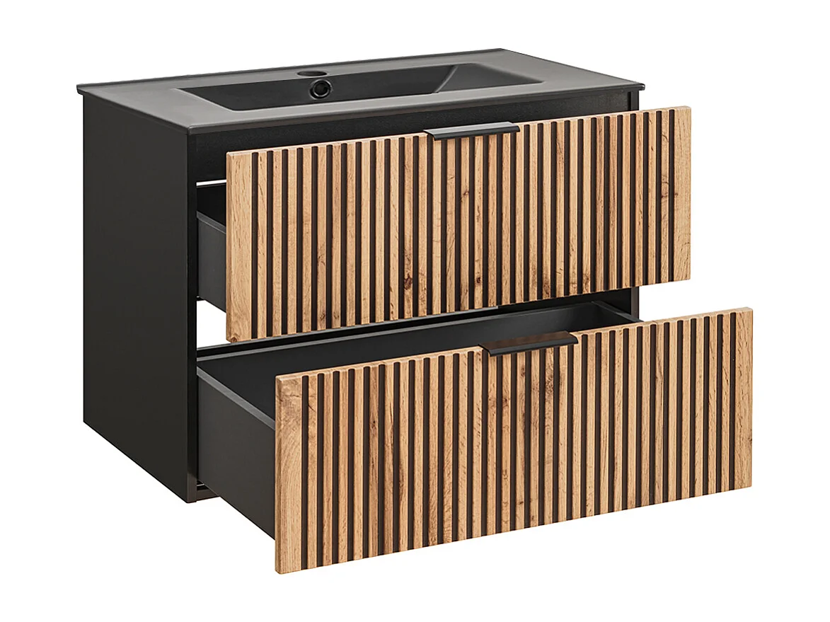 Mobile bagno con lavabo Gaia marrone e nero 80cm