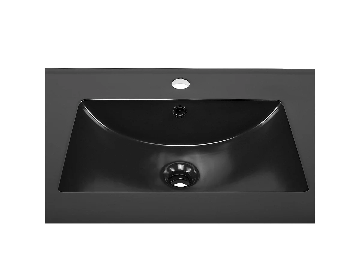 Mobile lavabo singolo da incasso 80cm Gaia Legno e Nero Lavabo nero