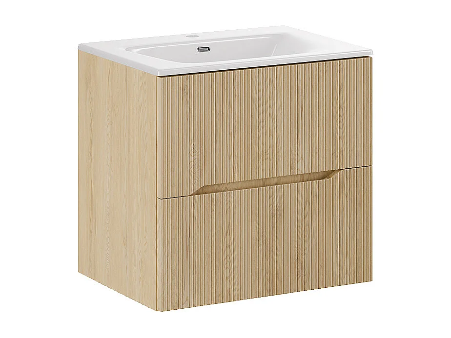 Meuble simple vasque encastrée 60cm Isaline Bois