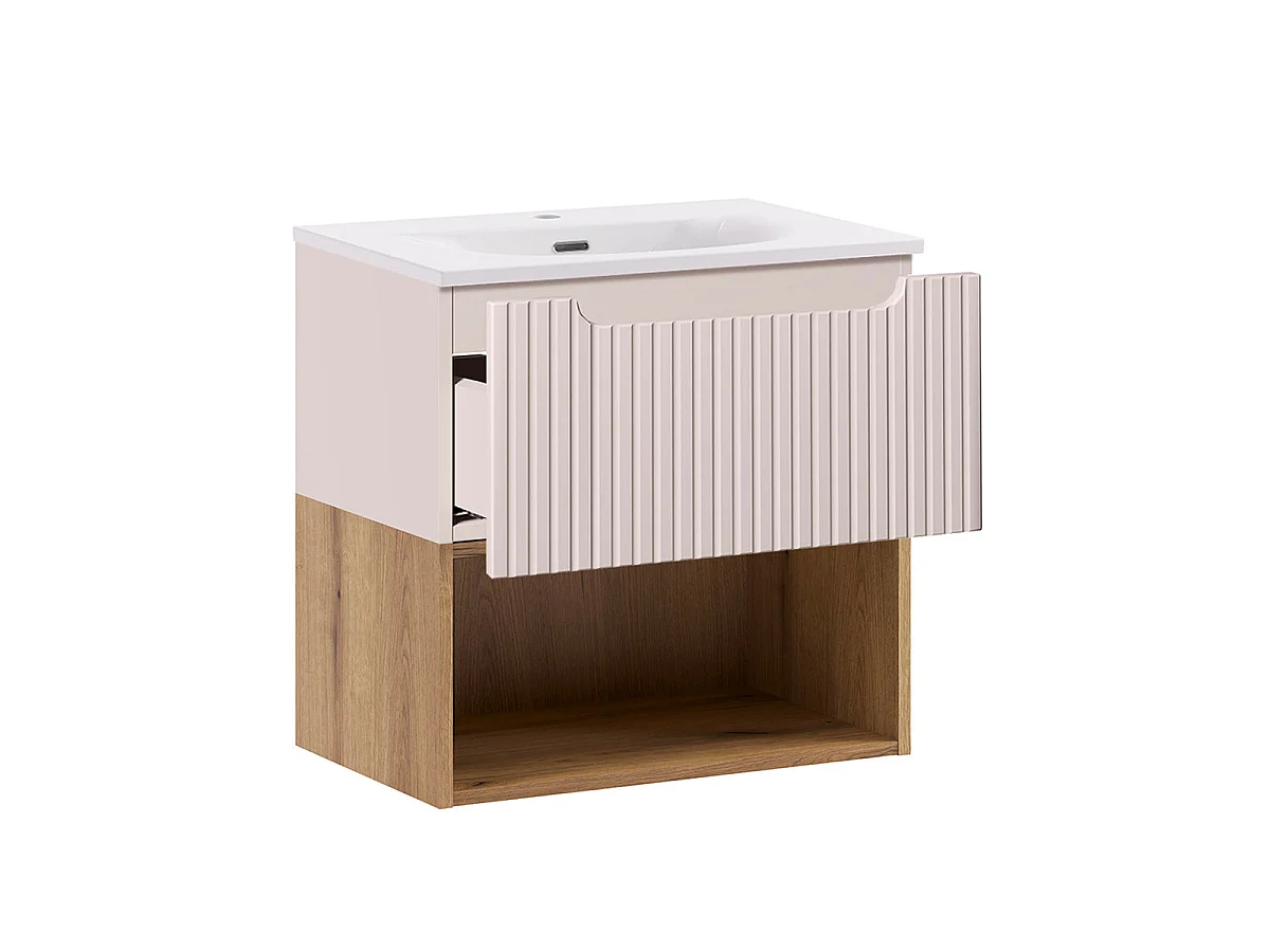 Meuble simple vasque encastrée 60cm Riva Cachemire Legno