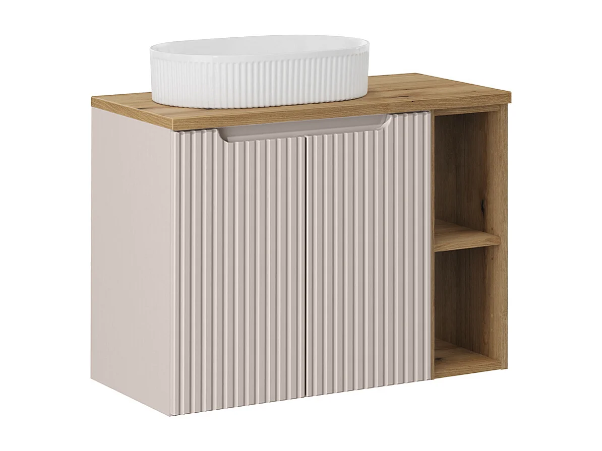 Meuble simple vasque 80cm 2 portes 2 niches Riva Cachemire et Bois