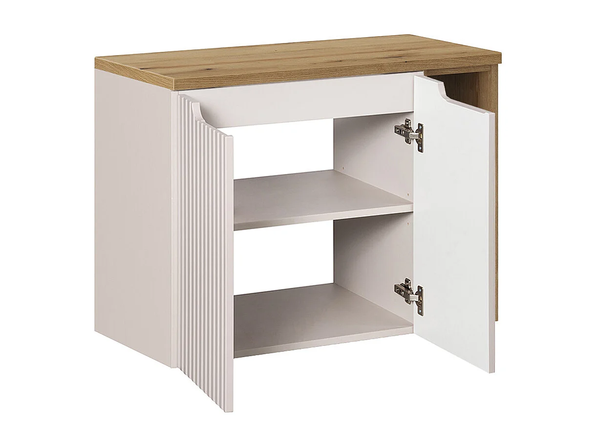 Meuble simple vasque 80cm 2 portes 2 niches Riva Cachemire et Bois