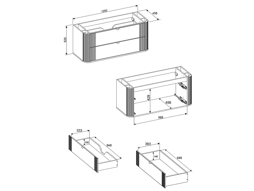 Mueble lavabo individual 120cm Mila Madera