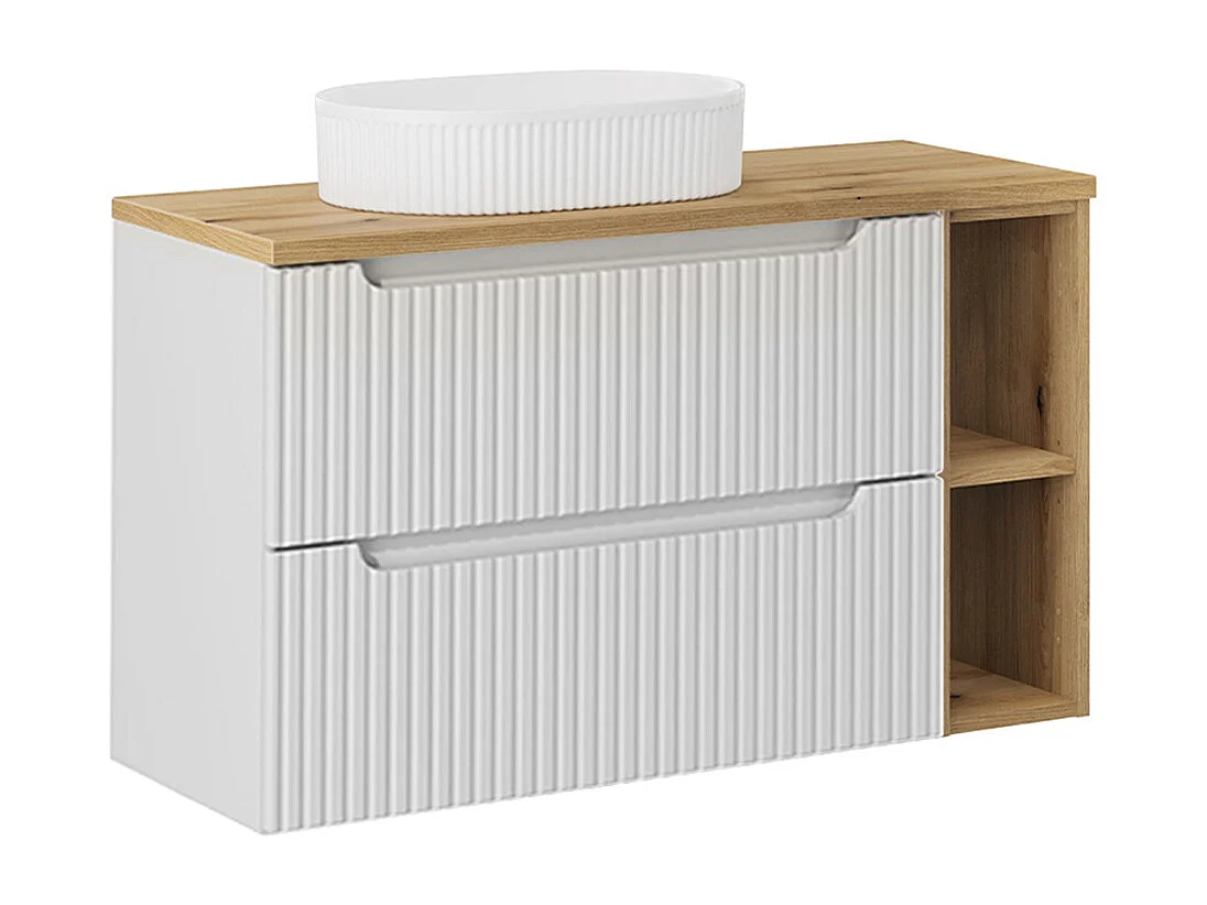 Mobile bagno con lavabo Riva bianco e marrone 100cm
