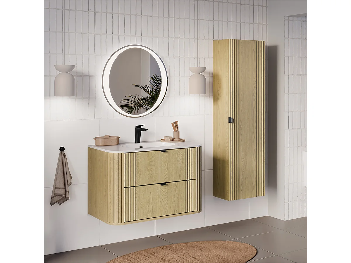 Mobile bagno con lavabo Mila rovere chiaro 80cm