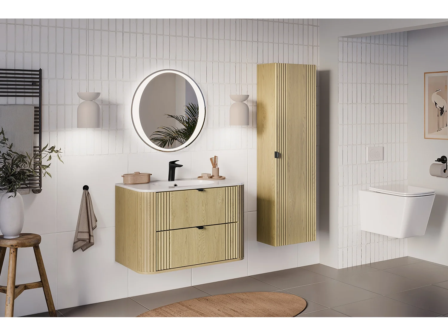Ensemble de meubles Ovalia Cremona 80cm avec lavabo Pure