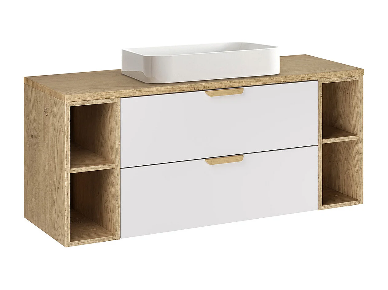 Einzelwaschtisch 120cm 4 Nischen Oria Weiß matt