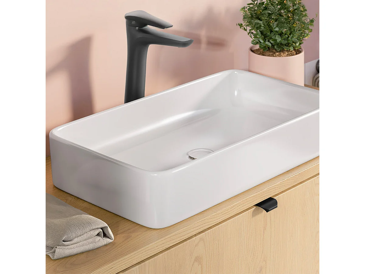 Meuble simple vasque 120cm 4 niches Oria Blanc mat