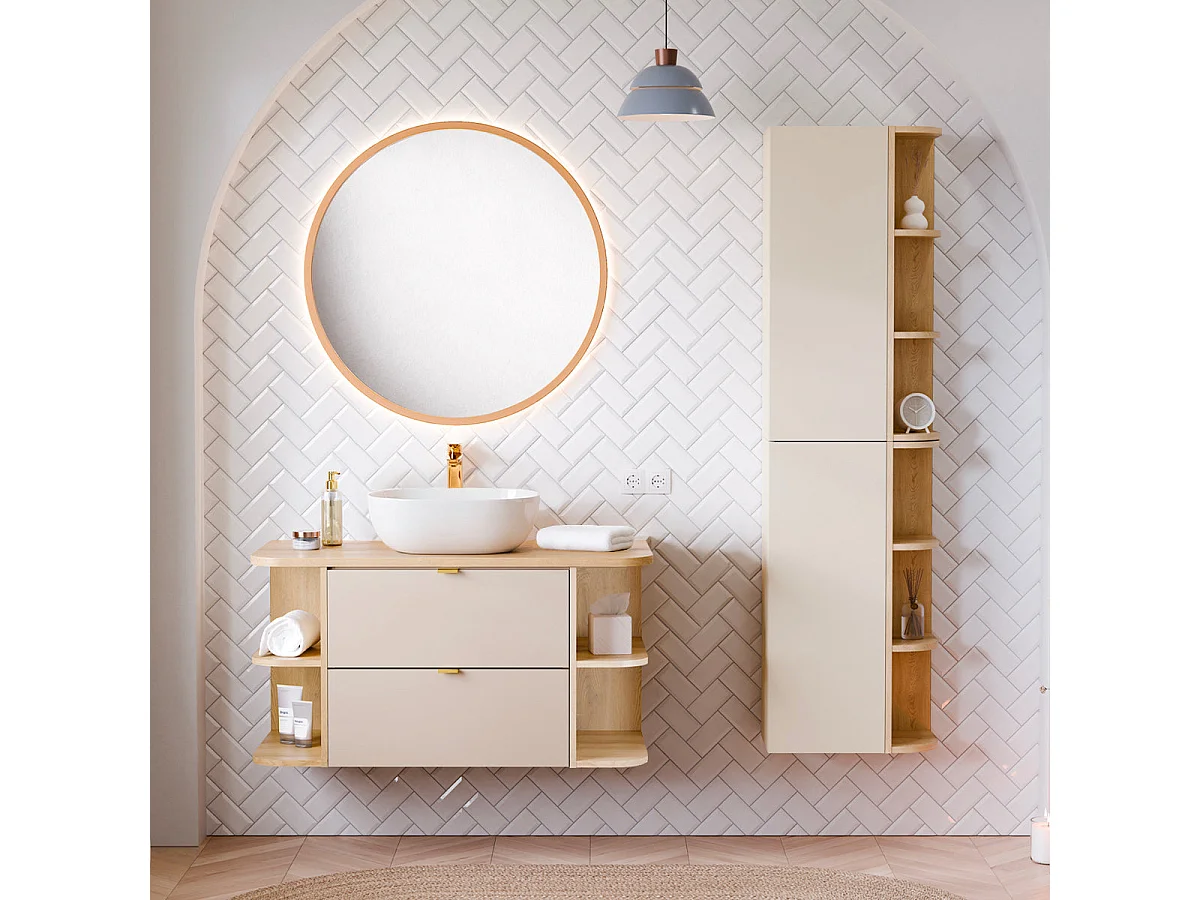 Mueble lavabo individual 100cm Azel Cachemira y Madera