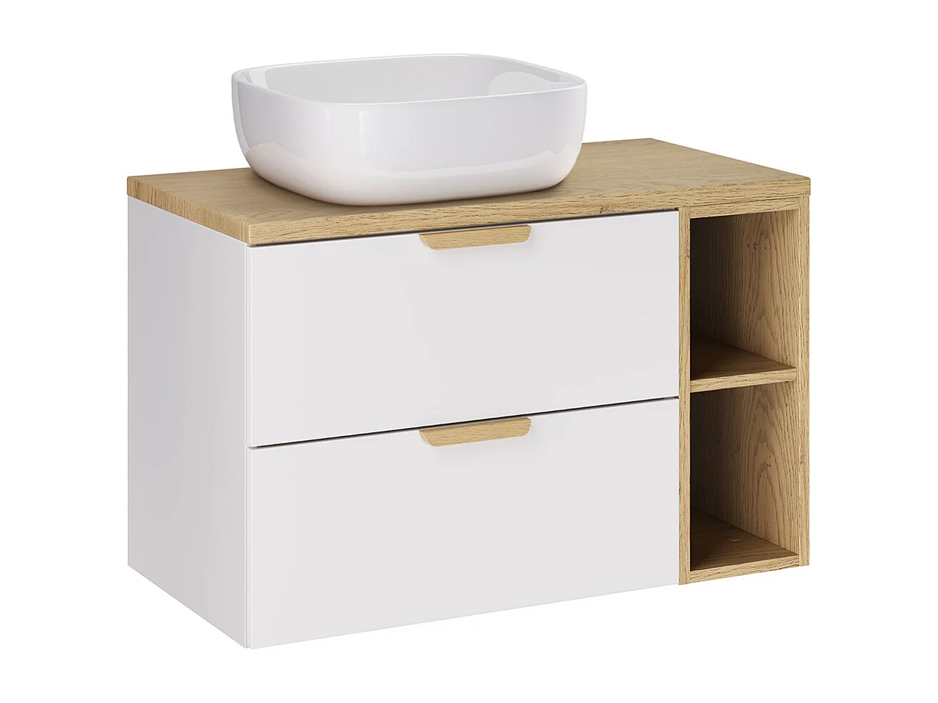 Einzelwaschtisch 80cm mit 2 Nischen Oria Weiß matt