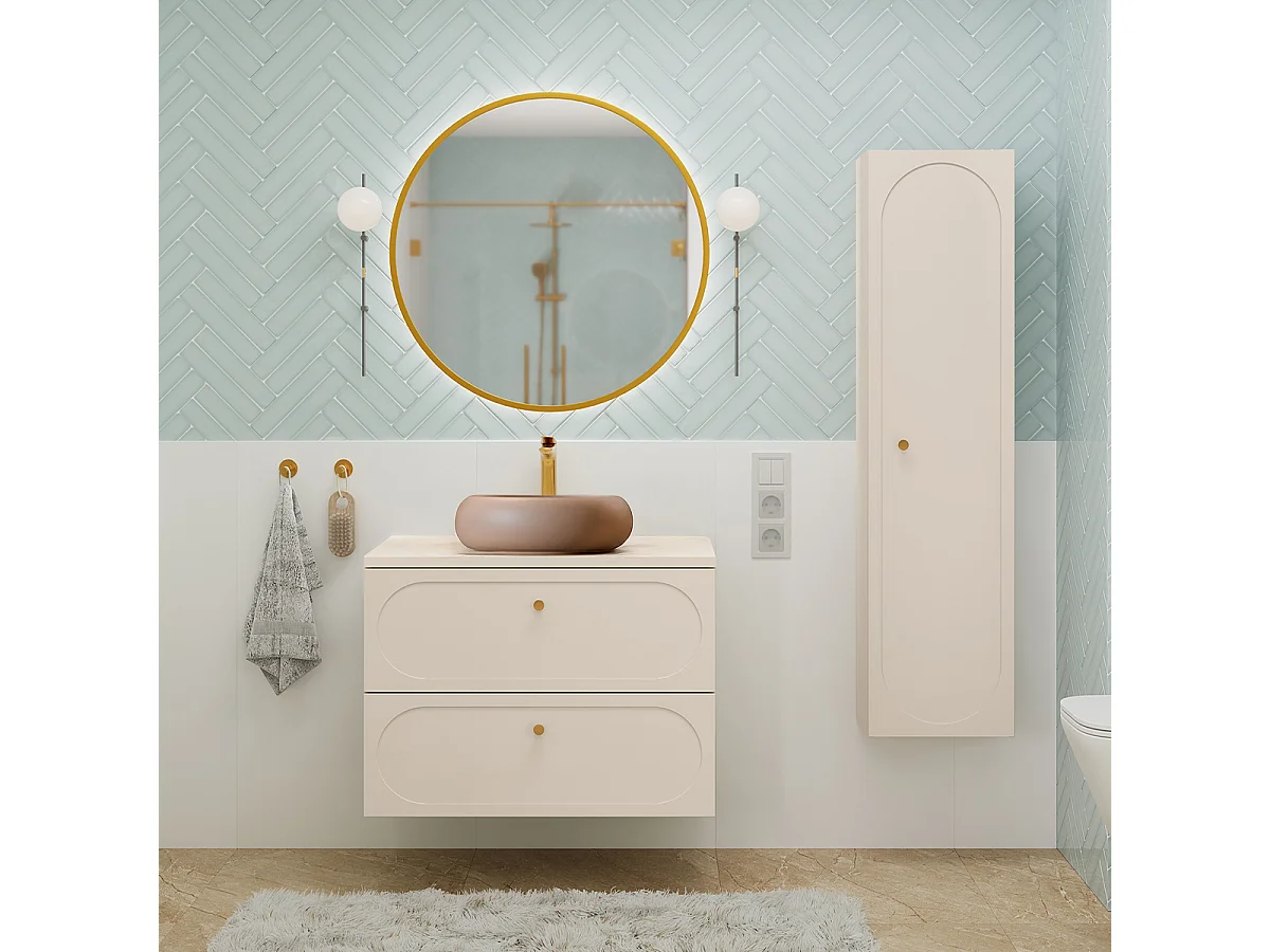 Meuble simple vasque 80cm Sanae Beige sable