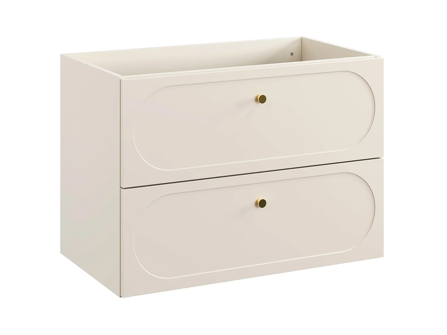 Ensemble de meubles Donna Sand 80 cm avec plan de toilette et vasque à poser, poignées dorées