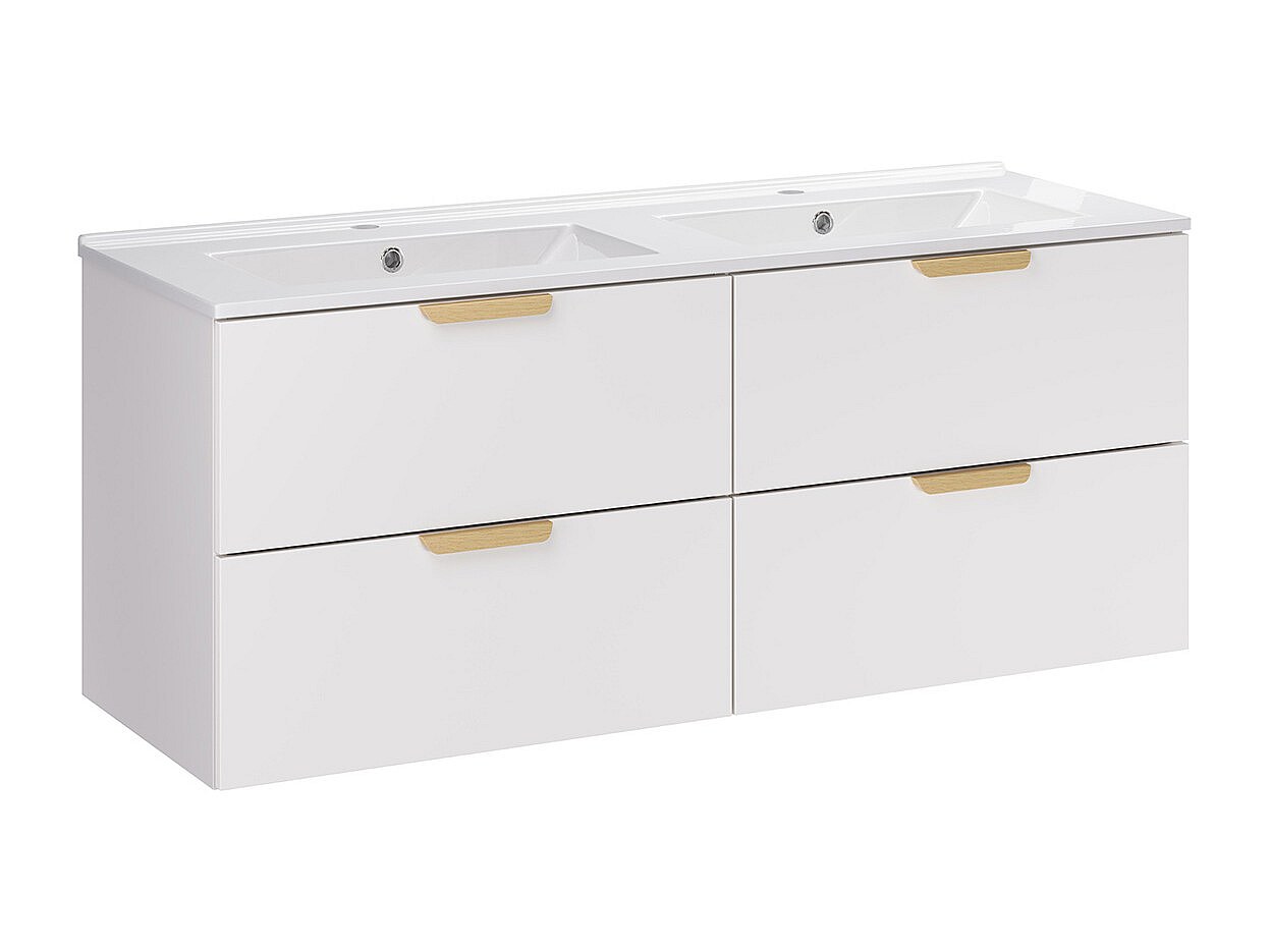 Meuble double vasque encastrée 120cm Oria Blanc mat