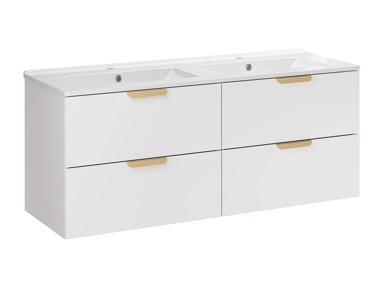 Oria 120 cm mat hvid dobbelt håndvask