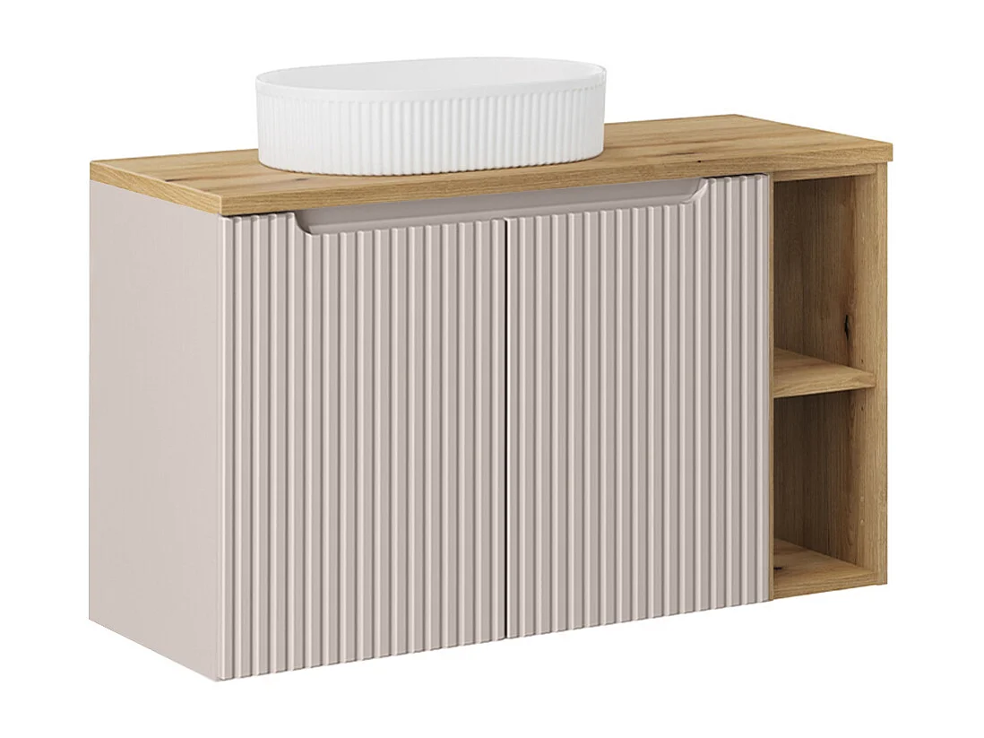 Mobile bagno con lavabo Riva cashmere e marrone 100cm
