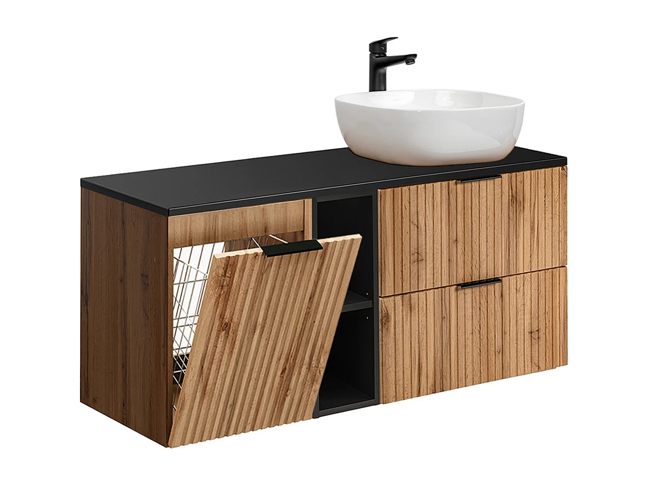 Mobile bagno con lavabo Adriel marrone e nero 120cm