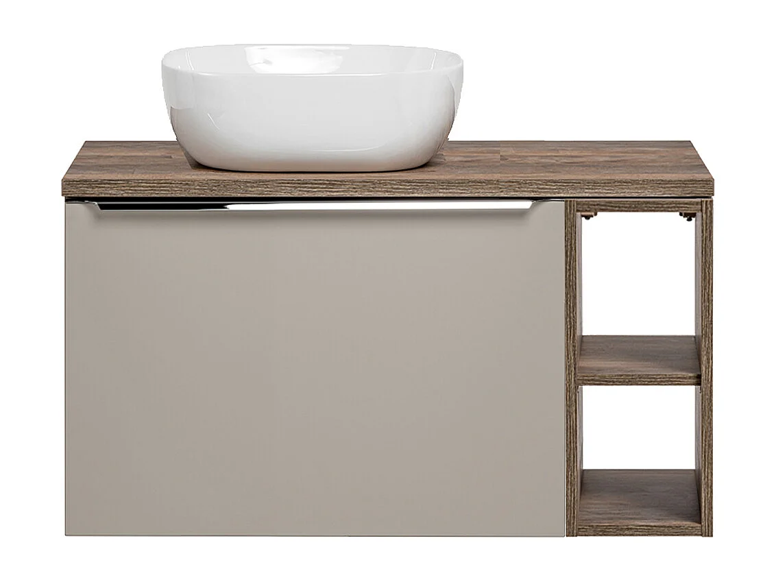 Meuble simple vasque 80cm 2 niches Éros Taupe