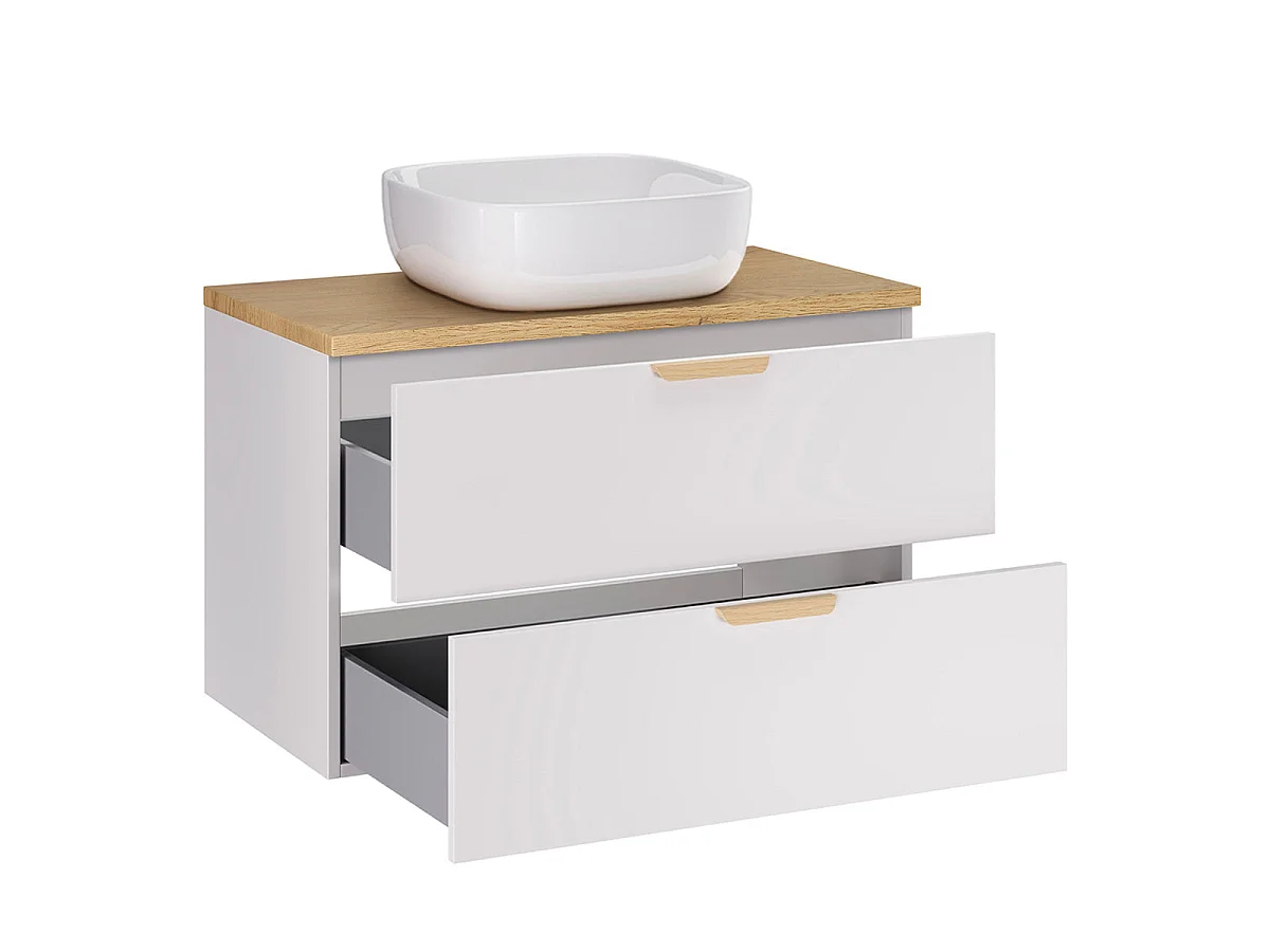 Meuble simple vasque 80cm Oria Blanc mat