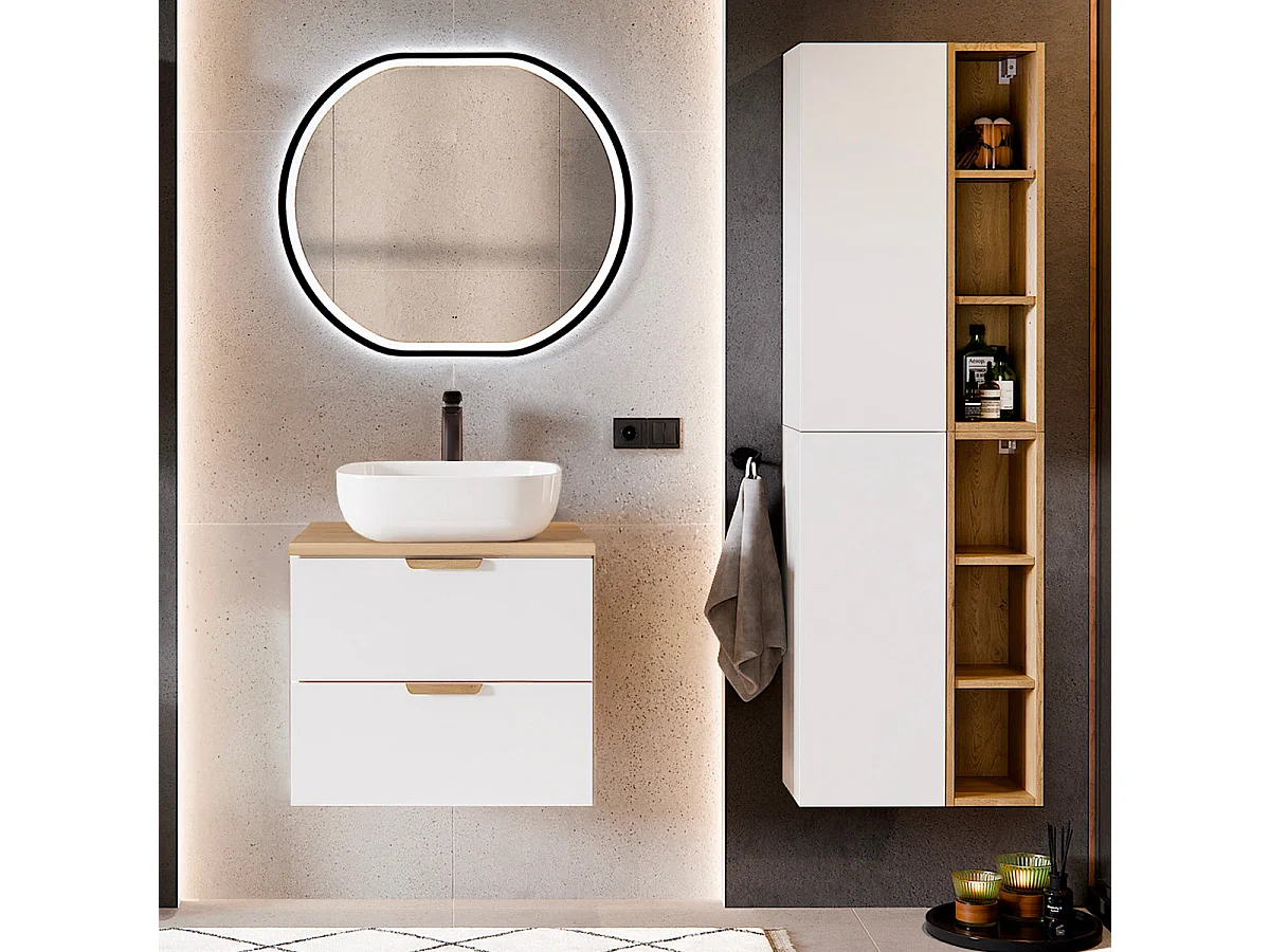 Meuble simple vasque 60cm Oria Blanc mat