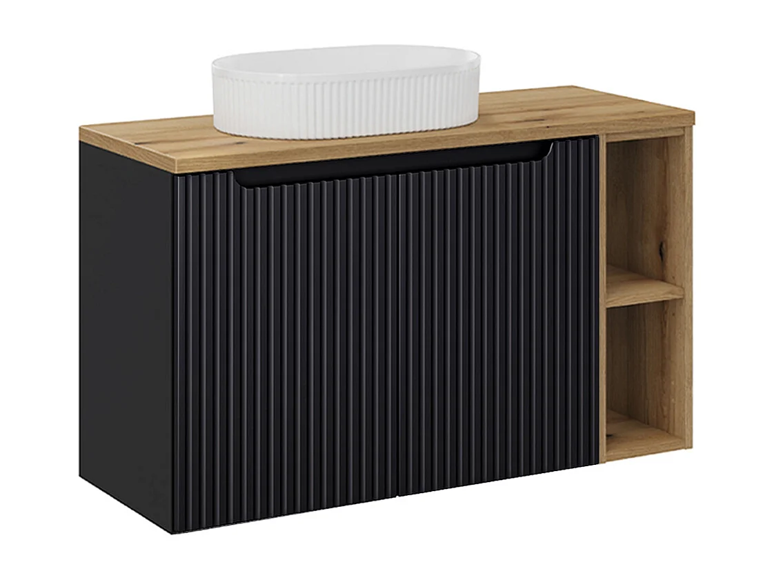 Mobile bagno con lavabo Riva nero e marrone 100cm