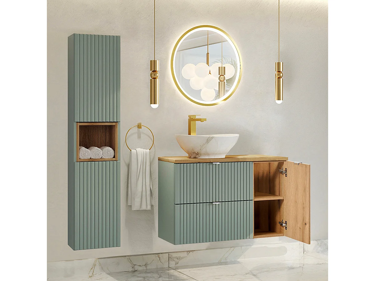 Meuble simple vasque 90cm Jade Vert og Bois