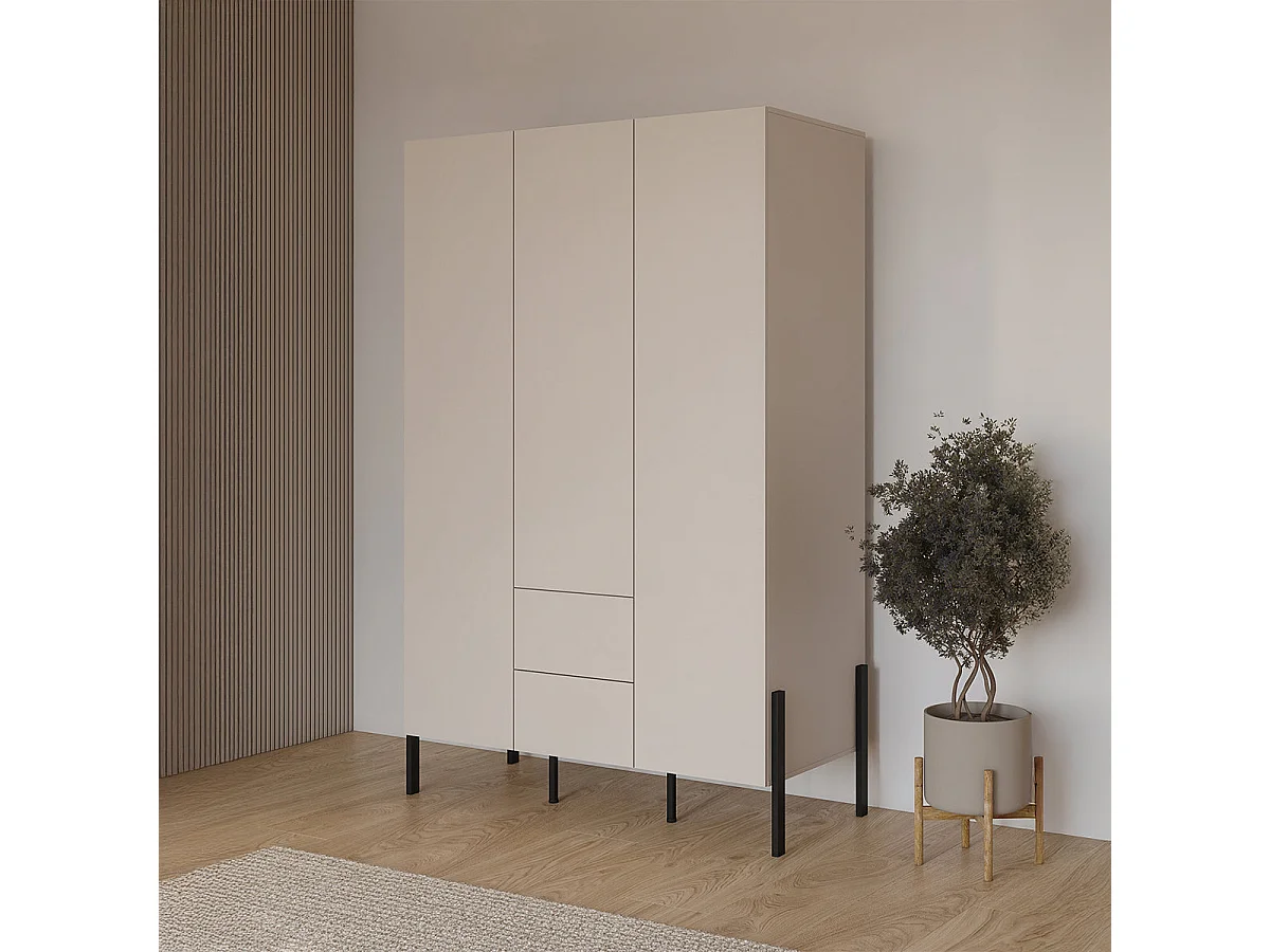 Armadio 3 ante 2 cassetti Bérénice cachemire 210cm
