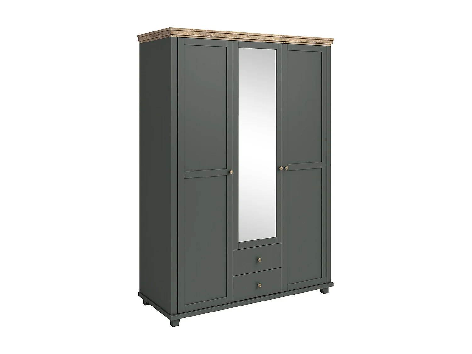 3-türiger Kleiderschrank Martin Grün und Holz
