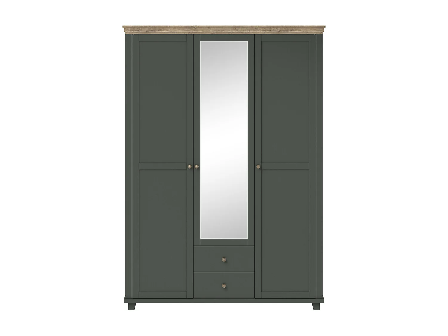 3-türiger Kleiderschrank Martin Grün und Holz