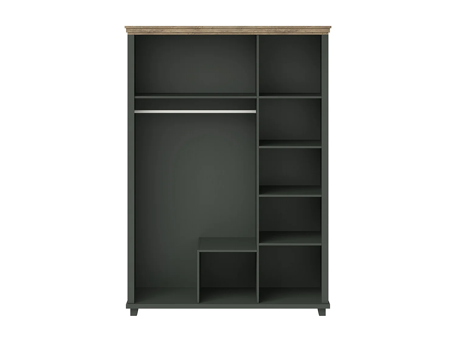 3-türiger Kleiderschrank Martin Grün und Holz