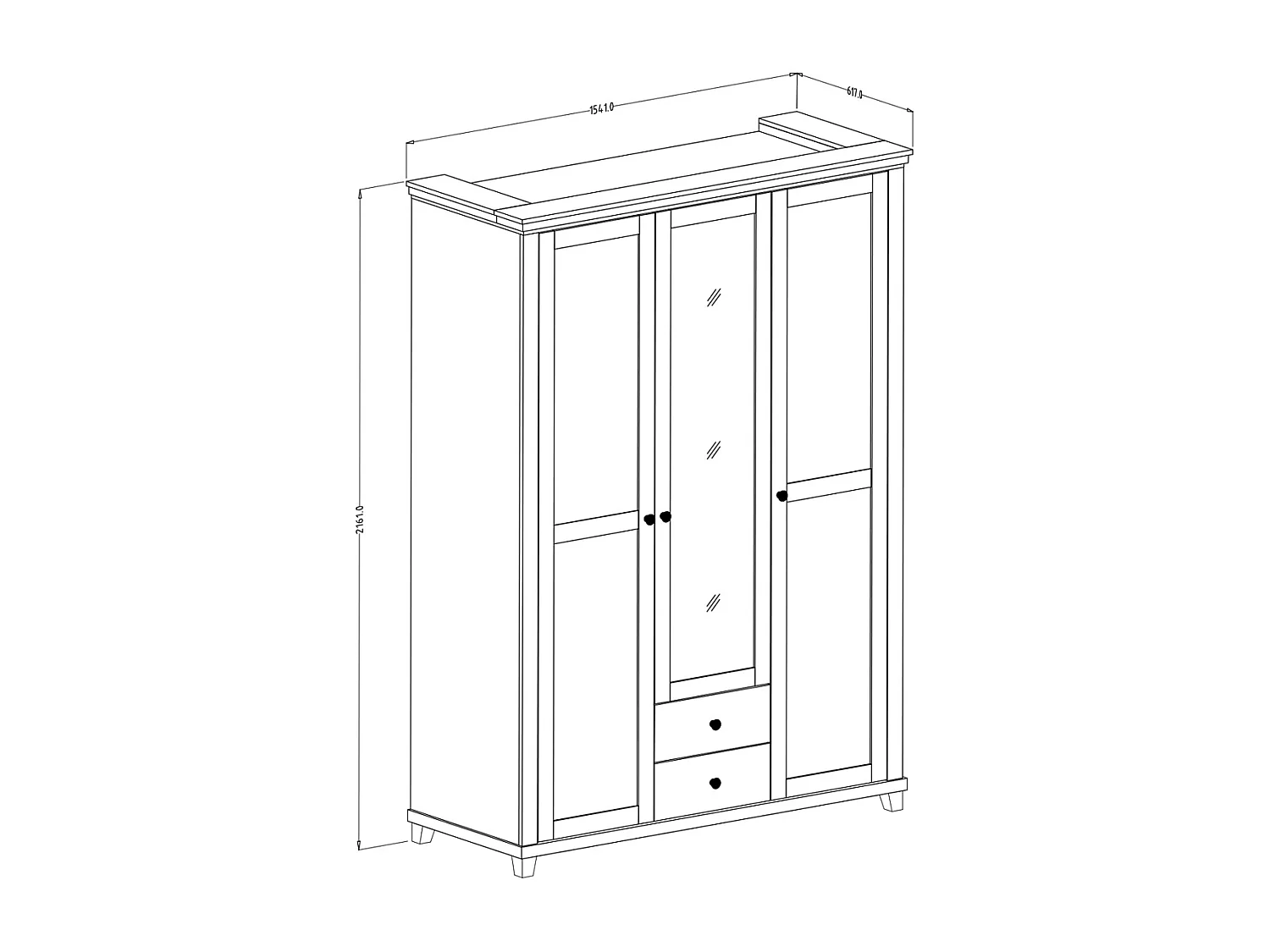 3-türiger Kleiderschrank Martin Grün und Holz