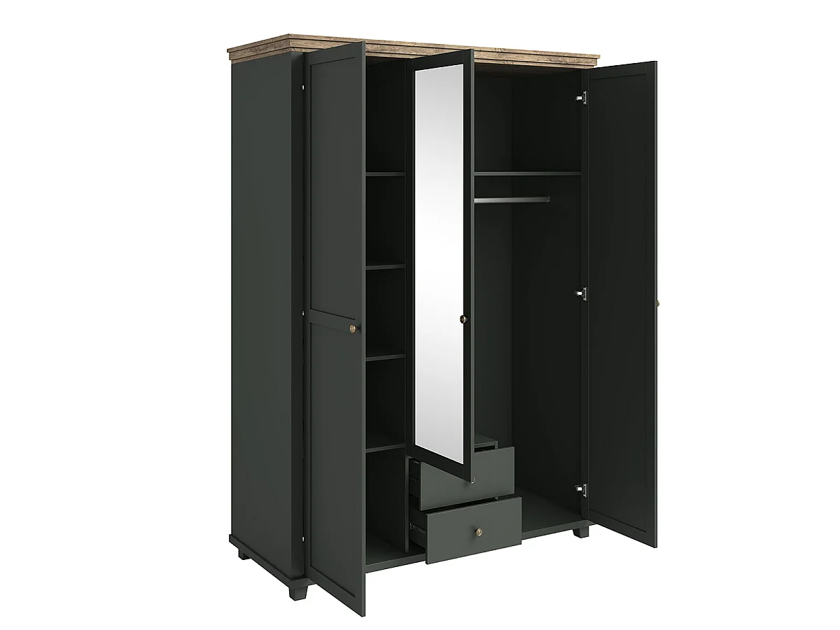 Armoire 3 portes Martin Vert et Bois