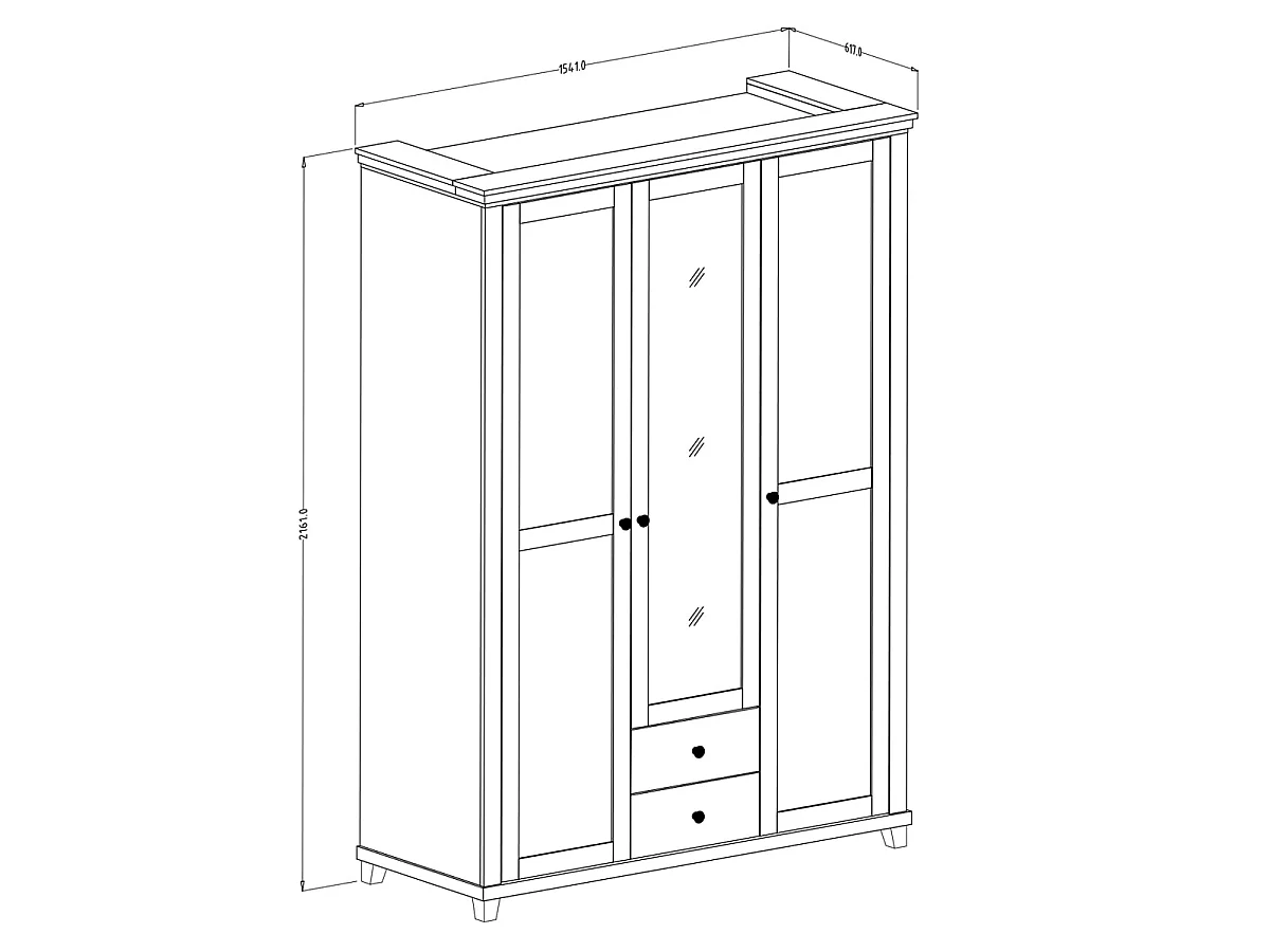 Armoire 3 portes Martin Vert et Bois