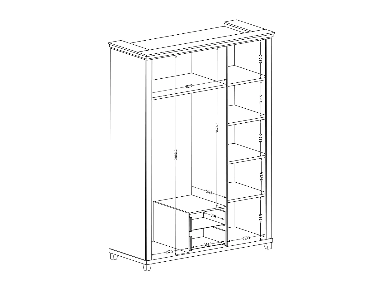 Armoire 3 portes Martin Vert et Bois