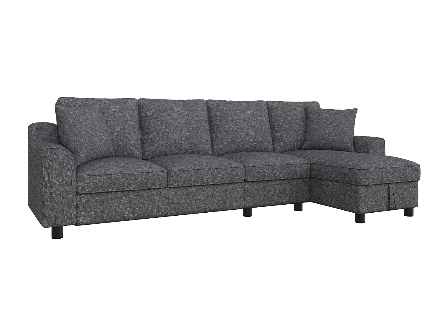 Canapé d'angle moderne en chenille beige - avec espace de rangement - dossier rabattable - avec porte-gobelet - Gris