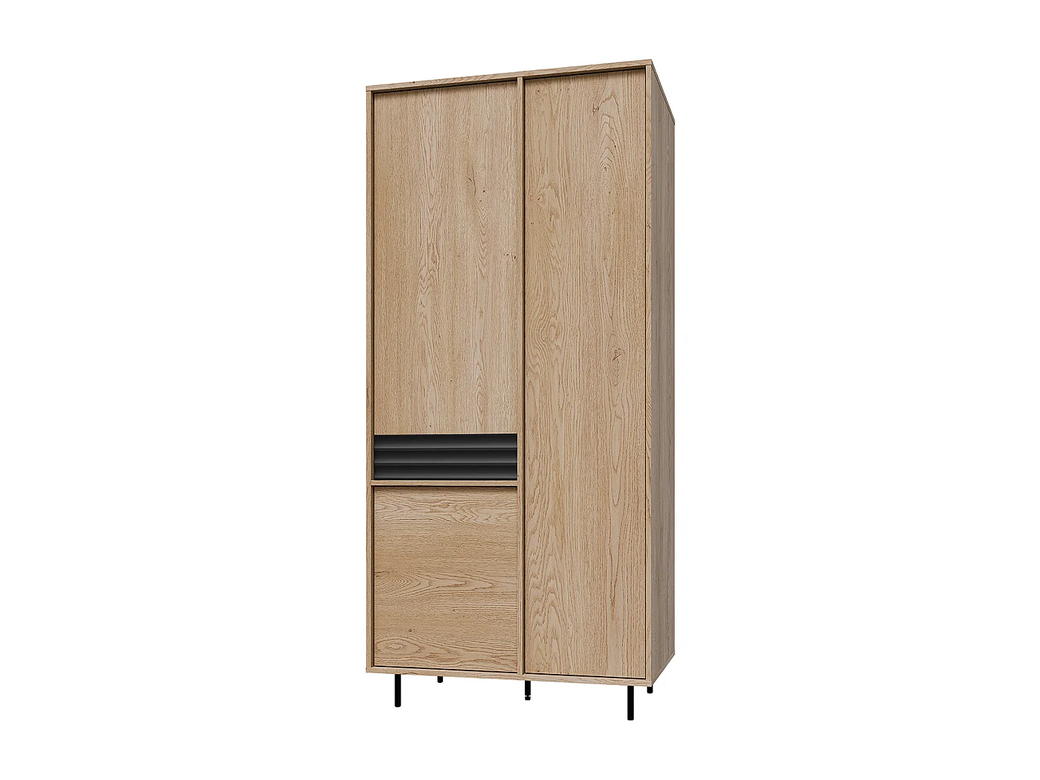 Astra Wood and Black 3-door wardrobe