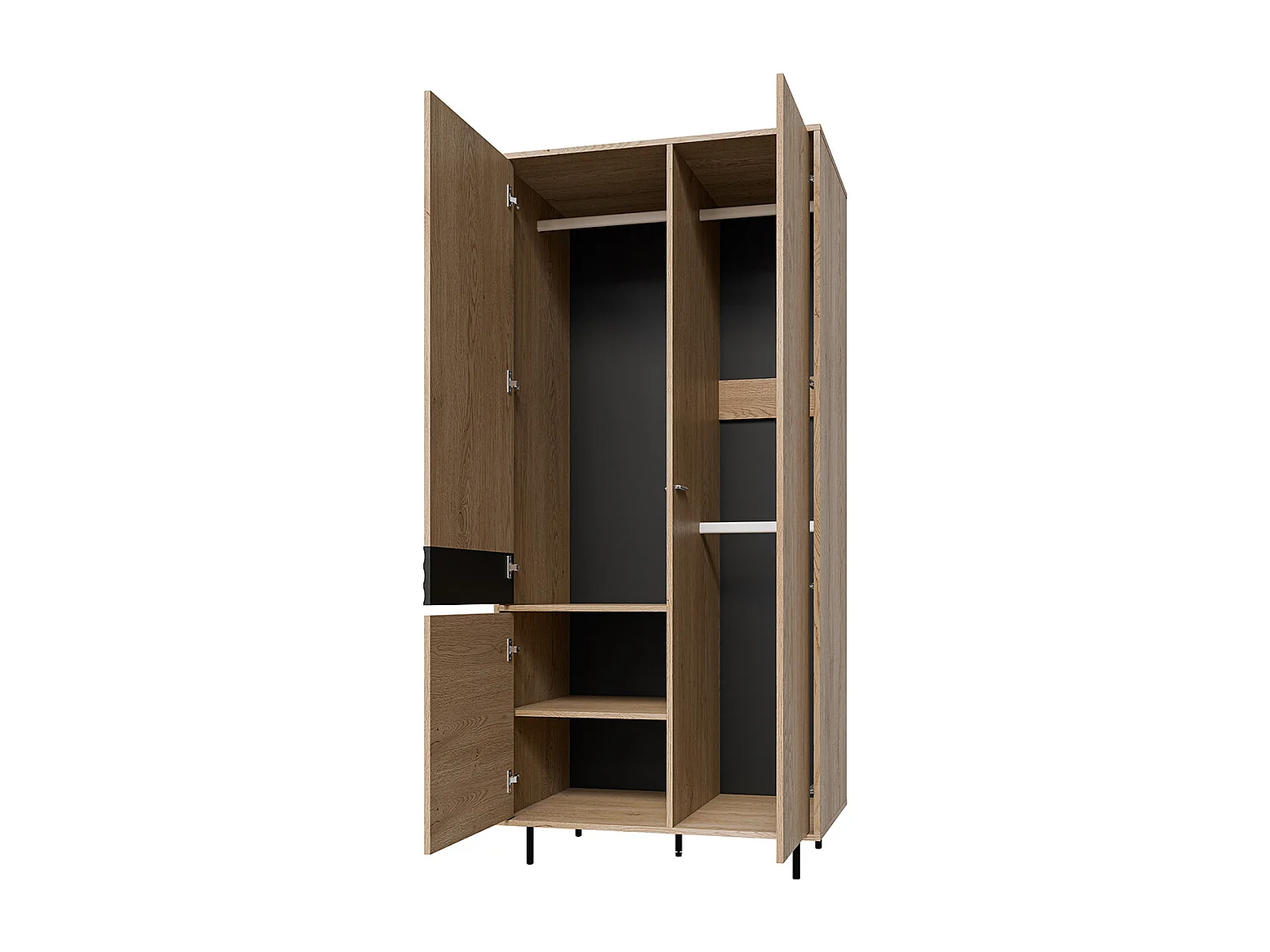 Astra Wood and Black 3-door wardrobe